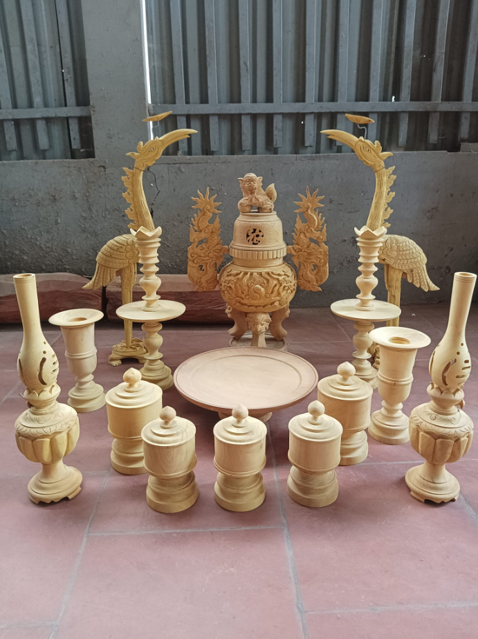 Bộ đồ thờ 13 món gỗ mít